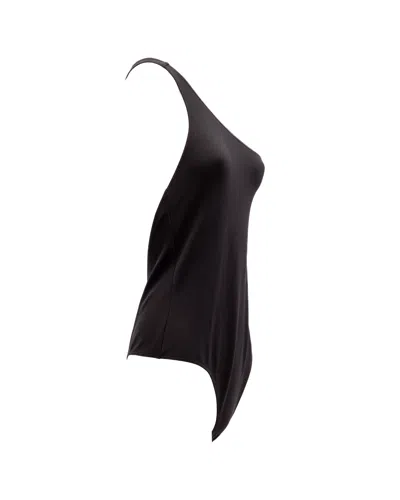 Alexander Mcqueen One-shoulder Polyamide Bodysuit In Black