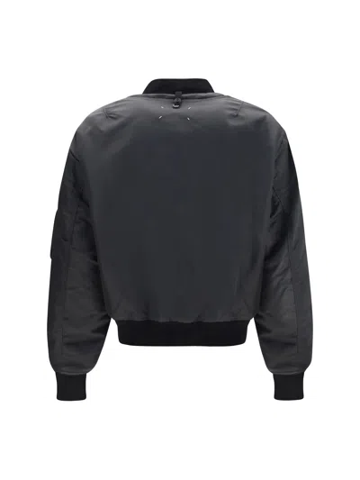 Maison Margiela Nylon Blend Bomber Jacket With Polyester Lining In Blue