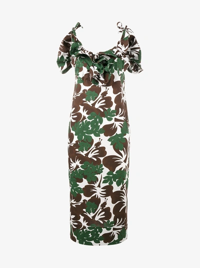 Shop Rosie Assoulin Blooming Onion Tropical Print Dress In Brown