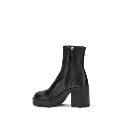 Prada Stretch Calf Leather Platform Ankle Boot In Black