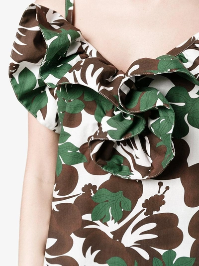 Shop Rosie Assoulin Blooming Onion Tropical Print Dress In Brown