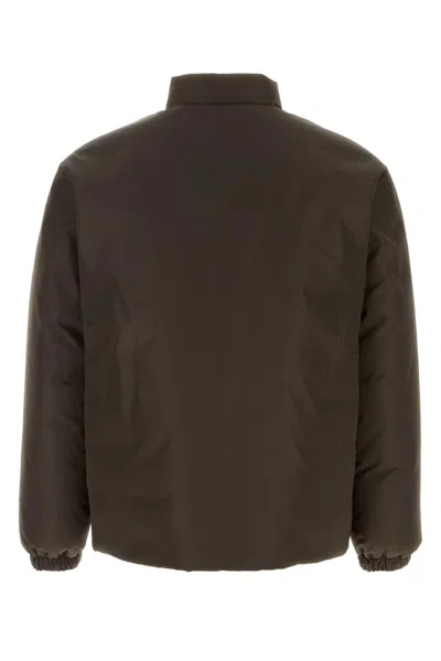 Jil Sander Polyester Down Jacket Elastic Cuffs Pockets Collar In Brown