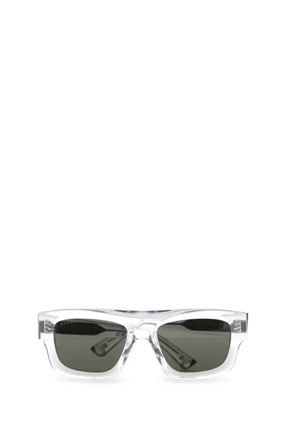 Gucci Rectangular Sunglasses Transparent Frame In Gray