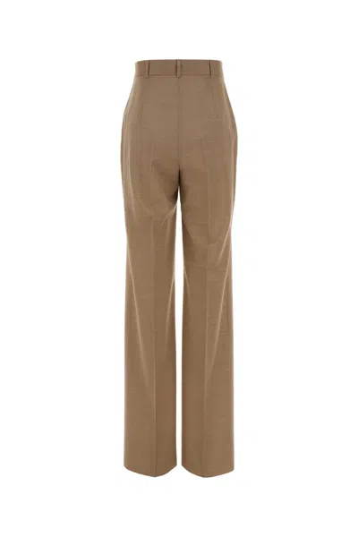 Mm Studio Virgin Wool Trousers In Brown