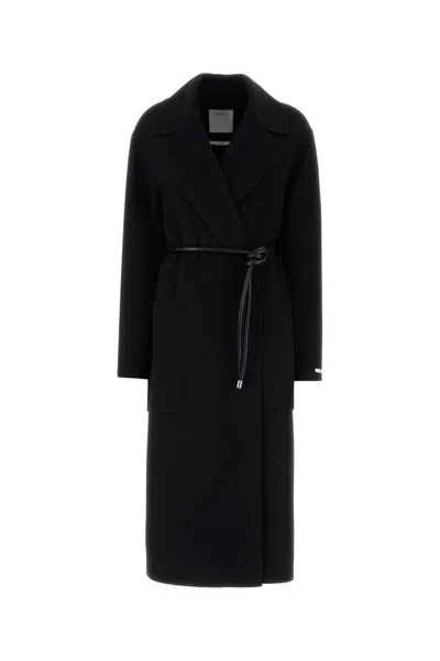 Sportmax Cappotto Zannata Oversize In Double Di Lana In Black