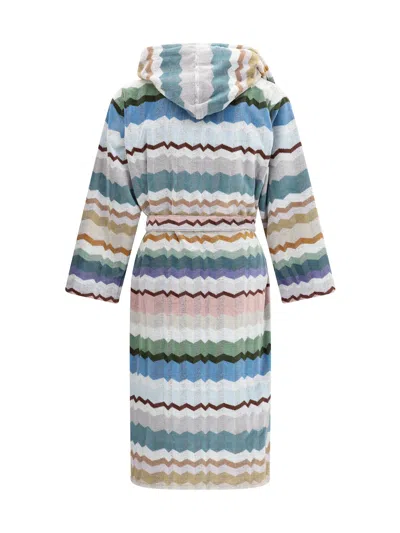 Missoni Eva Zigzag-pattern Hooded Bathrobe In Multicolor