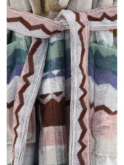 Missoni Eva Zigzag-pattern Hooded Bathrobe In Multicolor