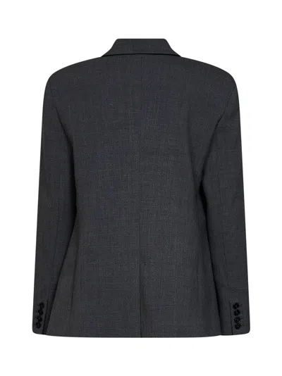 Self-portrait Double-breasted Wool-blend Blazer In Black