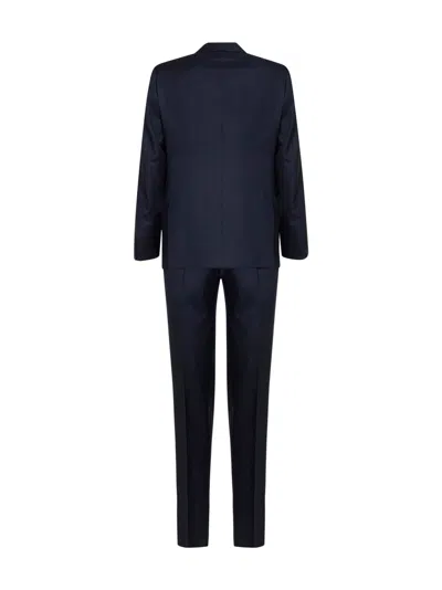 D 4.0 Blue Virgin Wool Single-breasted Suit In Blue