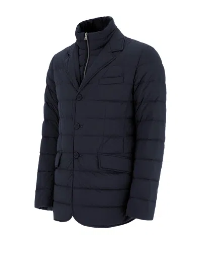 Herno Polyester Down Jacket With Feather-down Padding For Men In Blue