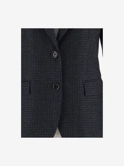 Lardini Houndstooth-pattern Single-breasted Blazer In Gray