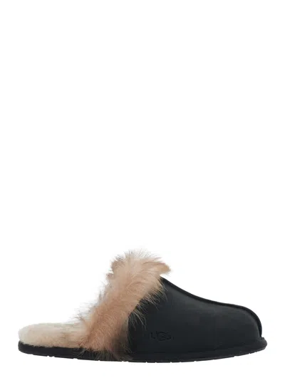 Ugg Leather Fur-lined Round-toe Flat Mules In Multi