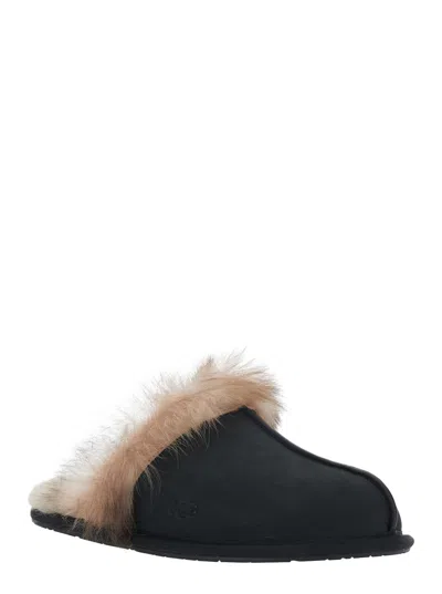 Ugg Leather Fur-lined Round-toe Flat Mules In Multi