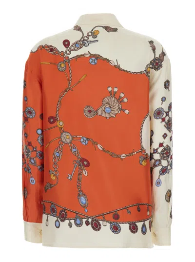 Versace Informal Shirt Silk Twill Print Stolen Jewels In Multi