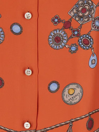 Versace Informal Shirt Silk Twill Print Stolen Jewels In Multi