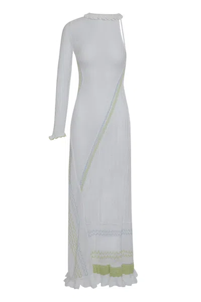 Roberta Einer Bianca One-shoulder Open-back Maxi Dress In White