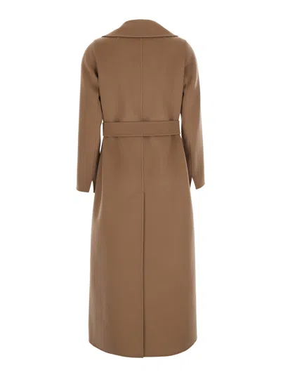 S Max Mara Long Coat With Belt In Brown