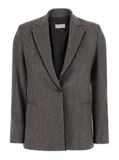 Antonelli Herringbone-pattern Single-breasted Blazer In Gray