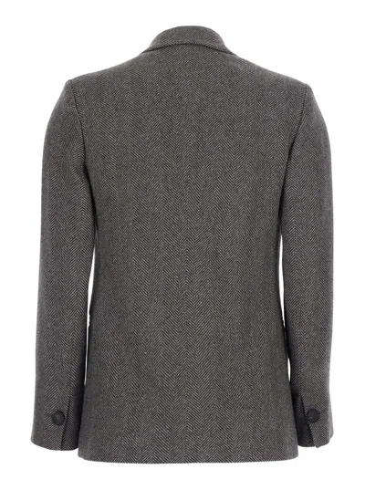 Antonelli Herringbone-pattern Single-breasted Blazer In Gray