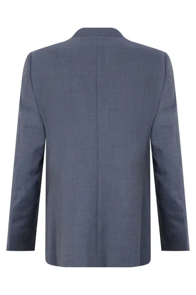 Canali Single-breasted Wool Jacket For Men In Blue