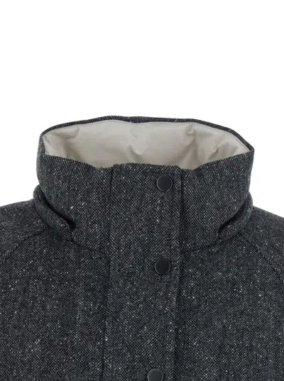 Brunello Cucinelli Virgin Wool Blend Down Jacket In Gray