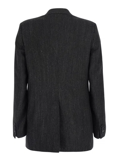 Tagliatore Double-breasted Jacket With Herringbone Pattern In Black