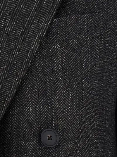 Tagliatore Double-breasted Jacket With Herringbone Pattern In Black