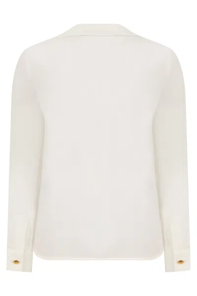 Max Mara Studio Long-sleeve Silk Polo In White