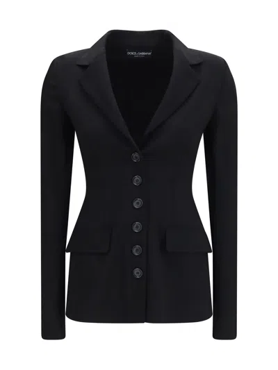 Dolce & Gabbana Single-breasted Stretch Wool Blazer In Black