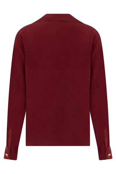Max Mara Studio Silk Polo In Red