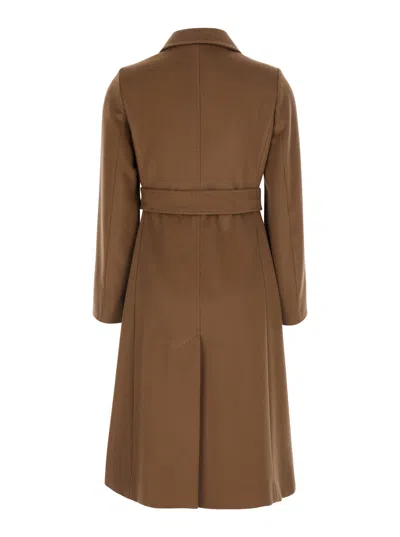 Max Mara Belted Wool Coat In Brown