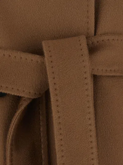 Max Mara Belted Wool Coat In Brown