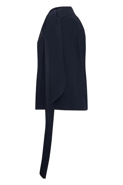 Max Mara Asymmetric Silk Blouse In Blue