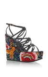 ROBERTO CAVALLI Knot Wedge Sandal in Enchanted Garden