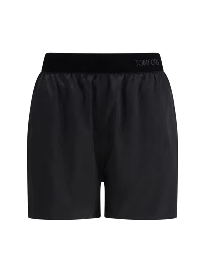 Tom Ford Peach-feel Silk Satin Pj Shorts In Multi