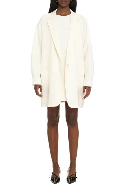 Max Mara Orlaya Virgin Wool Oversized Tailored Jacket In White