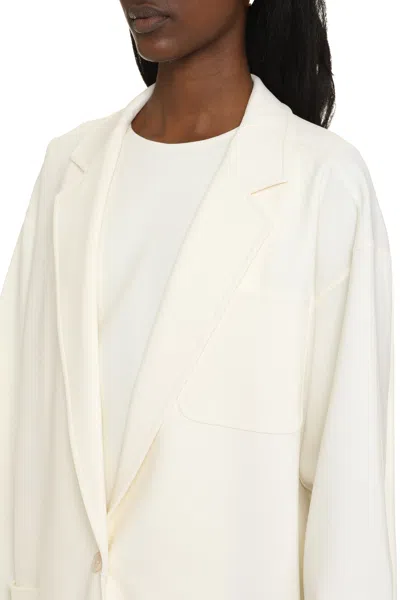 Max Mara Orlaya Virgin Wool Oversized Tailored Jacket In White