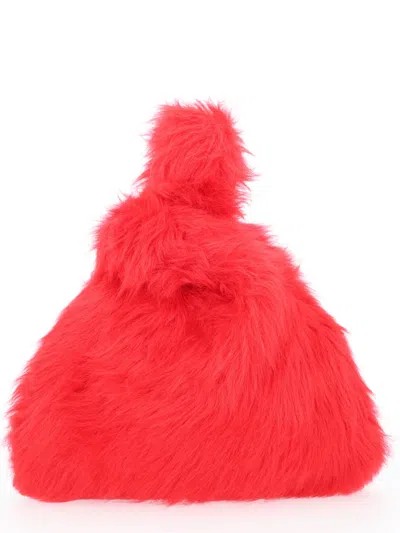 Msgm Fluffy Modacrylic Mini Bag In Red