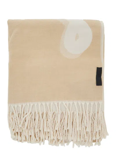 Twinset Geometric-patterned Polyester Scarf In Brown
