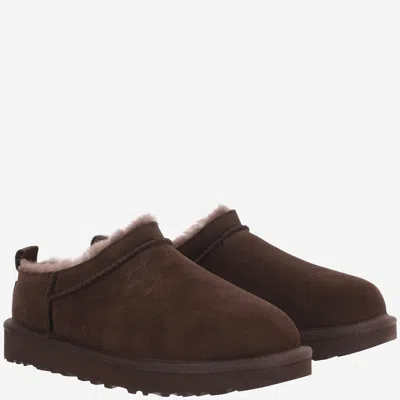 Ugg Suede With Shearling Lining Slipper In Brown