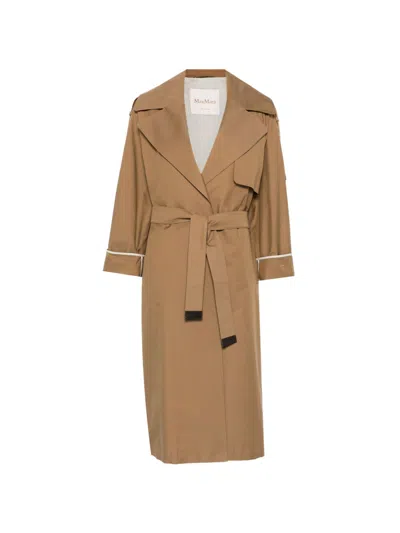 Max Mara Studio Trench Coat In Brown