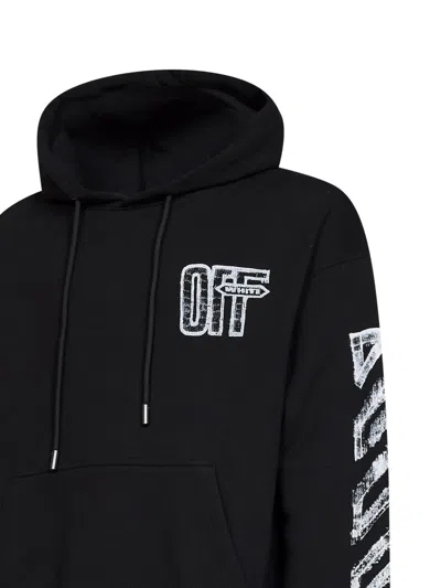 Off-white Motion Arrow Skate Black Cotton Hoodie With Distinctive Graphic Prints In Black