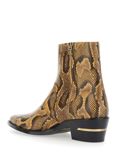 Amiri Beige Python Embossed Ryder Boots In Yellow