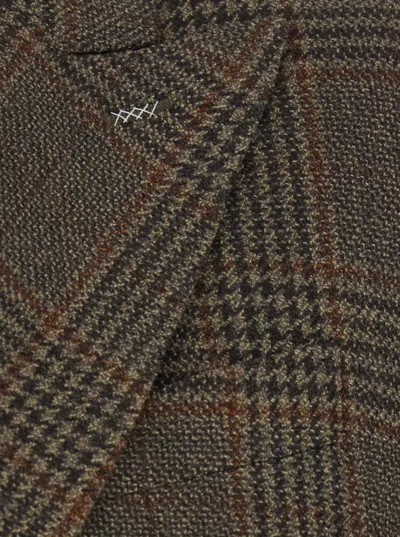 Max Mara Check-pattern Double-breasted Jacket In Brown
