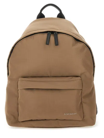 Givenchy Canvas And Leather Backpack With Logo Detail In Brown