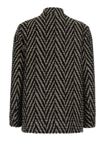 Forte Forte Chevron Patterned Sequin-embellished Coat In Multi