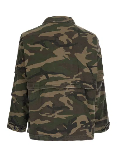Found Camouflage-print Multi-pocket Jacket In Green