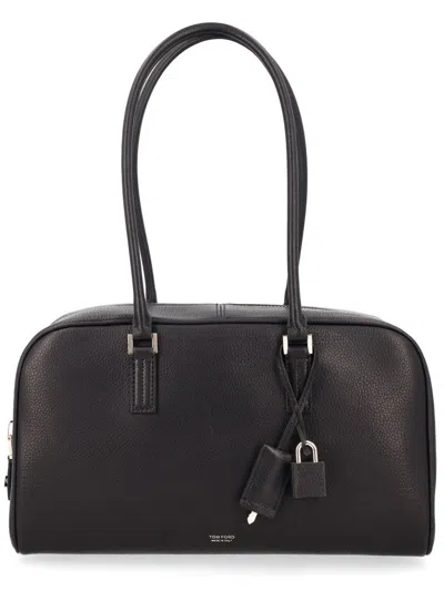 Tom Ford Leather Shoulder Bag In Black