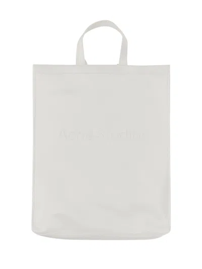 Acne Studios Embossed Logo Tote Bag In White