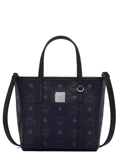 Mcm Monogram Polyurethane Mini Tote In Black